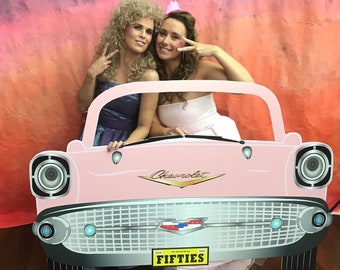 1950's Large Car Photo Booth prop - Digital File - party decoration, Pink Ladies, DIY, Grease, fifties, 50's party,