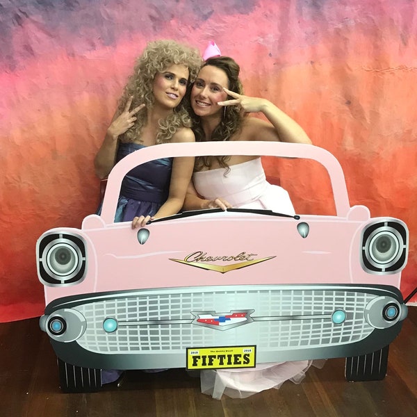 1950's Large Car Photo Booth prop - Digital File - party decoration, Pink Ladies, DIY, Grease, fifties, 50's party,