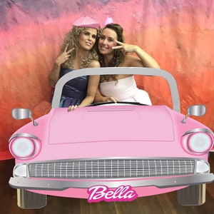 Life sized personalised doll car photo prop - DIGITAL FILE - party decoration, Photo Booth, princess party, Giant pink car