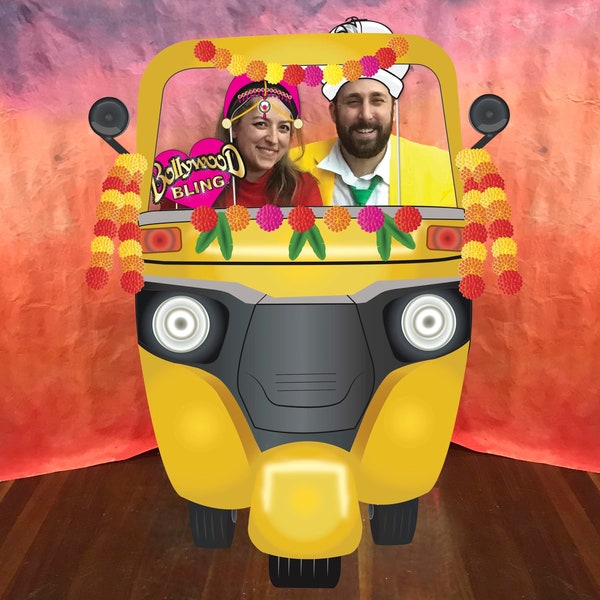 Large Tuk Tuk photo prop - Digital File - party decoration, Photo Booth, Bollywood, Indian, wedding, fun