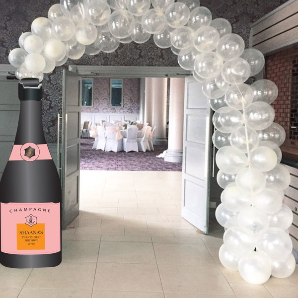 Giant personalised champagne Bottle Photo prop - Digital File - party decoration, DIY, party sign, engagement, 21st birthday