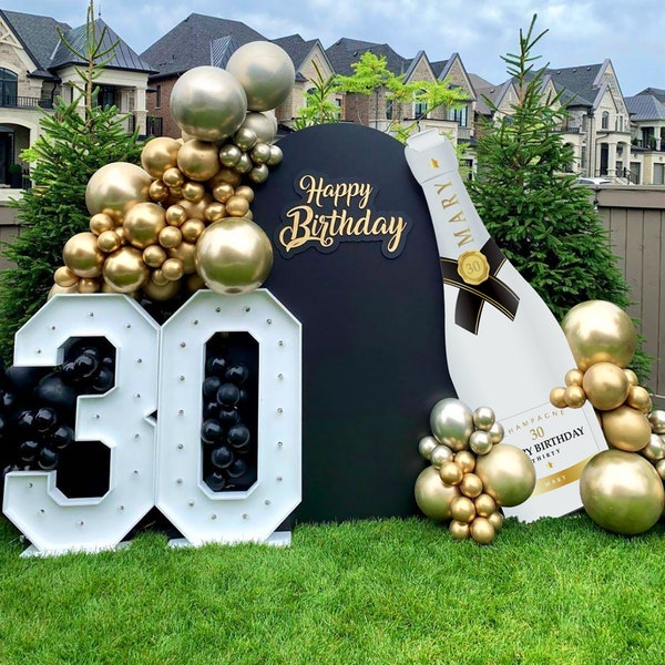 Accessoire photo bouteille de champagne personnalisé géant - Fichier numérique - décoration de fête, bricolage, signe de fête, fiançailles, 21e, 30e anniversaire