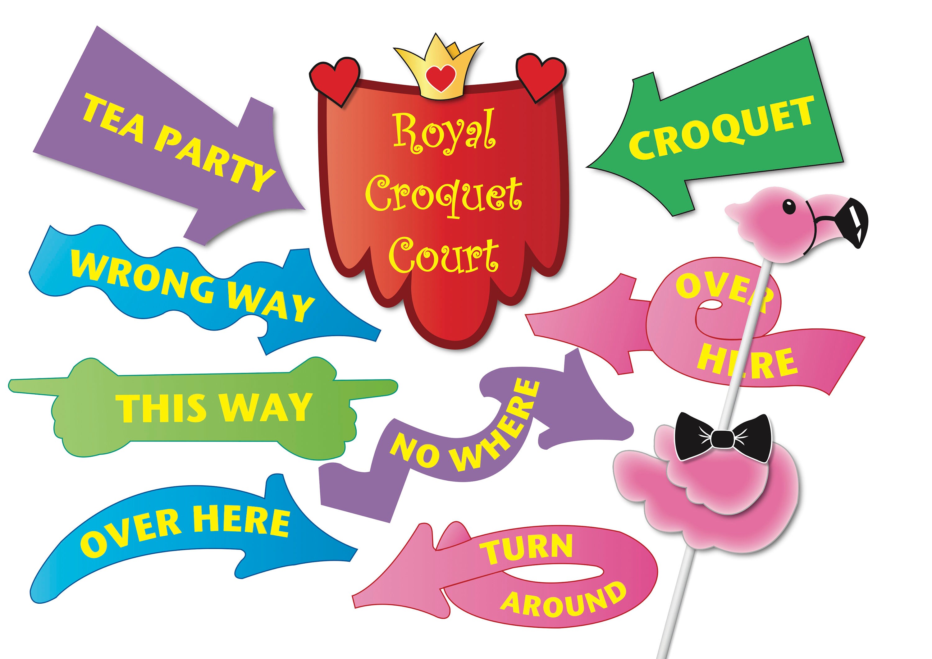 Alice in Wonderland Photo Booth Prop Set, Party Props, Royal Theme ...