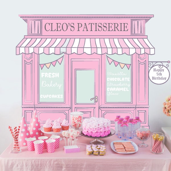 Giant personalised Bakery photo prop - Digital File - Birthday party prop, 2nd, 3rd, 4th, 5th, cupcake, patisserie, Baby shower, pink