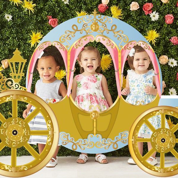 Large Princess Carriage photo prop - Digital File - party decoration, Photo Booth, princess party, cinderella, rapunzel,