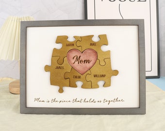 Benutzerdefinierte Muttertag Puzzle Zeichen, Mama du bist das Stück, das uns zusammenhält, Mutter Puzzle Zeichen vom Kind, Muttertagsgeschenk, Geschenk für Oma Mama