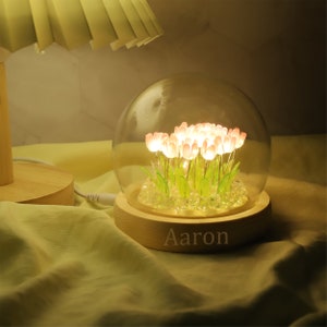 Luz nocturna de tulipán personalizada, nombre personalizado, lámpara de tulipán de flores LED, regalo de tulipán, decoración de la habitación, decoración de la guardería, regalo de cumpleaños, regalo para ella, regalo para mamá imagen 6