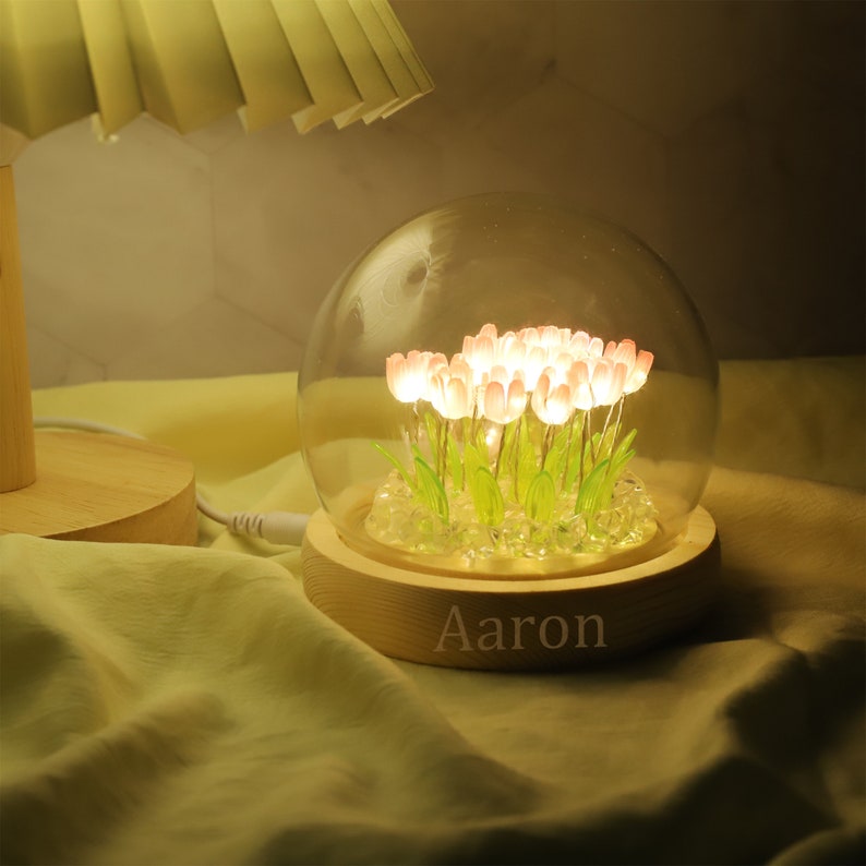 Luz nocturna de tulipán personalizada, nombre personalizado, lámpara de tulipán de flores LED, regalo de tulipán, decoración de la habitación, decoración de la guardería, regalo de cumpleaños, regalo para ella, regalo para mamá imagen 6