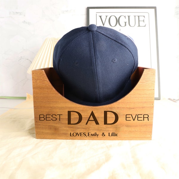 Custom Best Dad Ever Wooden Hat Holder,Personalized Cap Holder,Wood Trucker Hat Box Rack,Hat Storage Box,Fathers Day Gift,Dad Birthday Gift