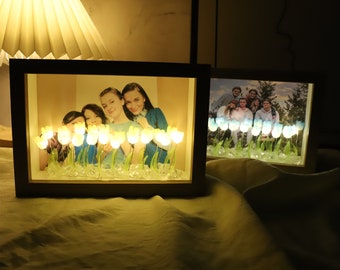 Custom Tulip Flower Night Light, Photo Frame Night Light, Handmade Diy Tulip Lamp, Floral Lamp Room Decor, Mothers Day Gifts, Birthday Gift