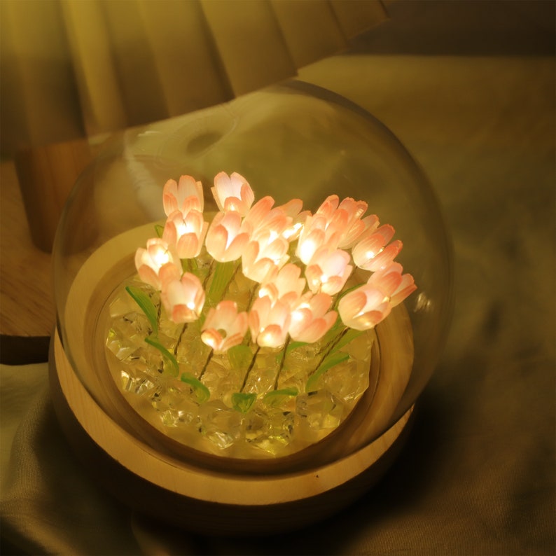 Luz nocturna de tulipán personalizada, nombre personalizado, lámpara de tulipán de flores LED, regalo de tulipán, decoración de la habitación, decoración de la guardería, regalo de cumpleaños, regalo para ella, regalo para mamá imagen 1