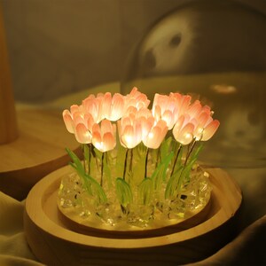 Luz nocturna de tulipán personalizada, nombre personalizado, lámpara de tulipán de flores LED, regalo de tulipán, decoración de la habitación, decoración de la guardería, regalo de cumpleaños, regalo para ella, regalo para mamá imagen 2