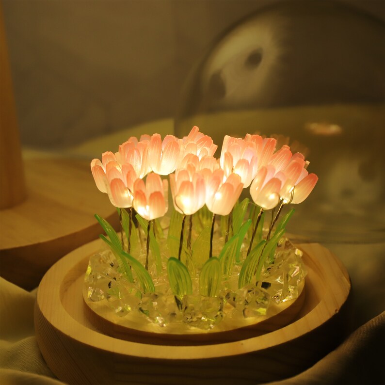 Luz nocturna de tulipán personalizada, nombre personalizado, lámpara de tulipán de flores LED, regalo de tulipán, decoración de la habitación, decoración de la guardería, regalo de cumpleaños, regalo para ella, regalo para mamá imagen 2