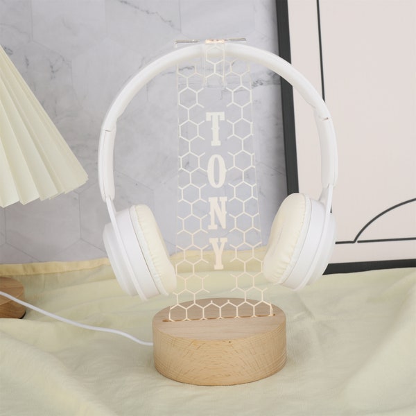 Personalized Headphone Stand - Customized Headset Stand Light - Personalized Streamer Headset Holder - Christmas Gift For Gamer And Steamers