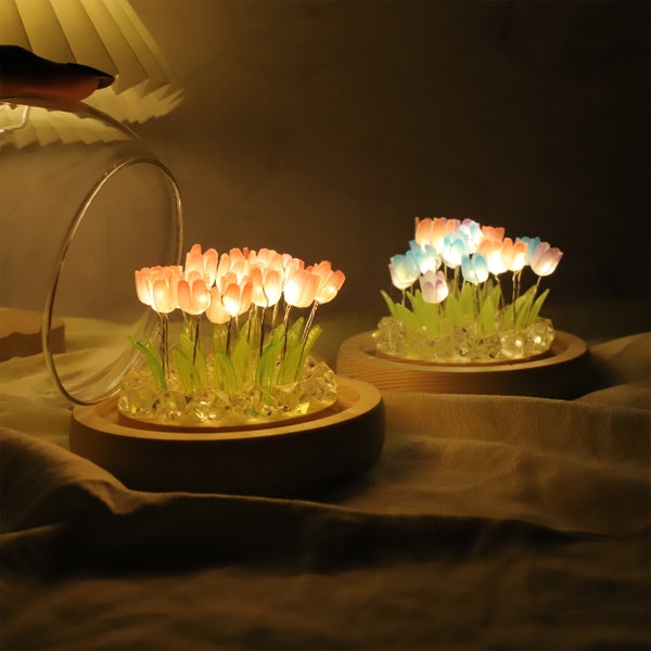 Kundenspezifisches Tulpen-Blumen-Nachtlicht, handgemachte diy Tulip-Lampen-Blumenraum-Dekor, Muttertagsgeschenk, Oma-Geschenk, Geschenk vom Enkelkind, Geburtstagsgeschenk