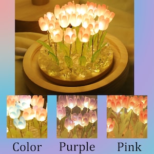 Luz nocturna de tulipán personalizada, nombre personalizado, lámpara de tulipán de flores LED, regalo de tulipán, decoración de la habitación, decoración de la guardería, regalo de cumpleaños, regalo para ella, regalo para mamá imagen 3