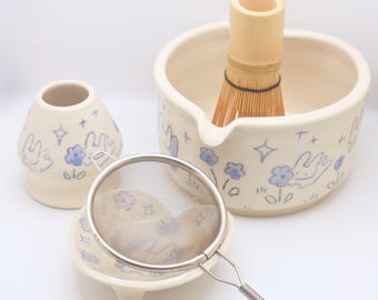 You'll be okay | Handmade Matcha Bowl and Whisk Holder Tea Set with Plate