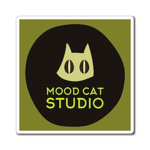 Refrigerator Magnets, Mood Cat Studio, Green Monochrome