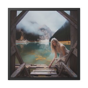 Lady of the Blue Lake by Mood Cat Studio, Original Art, Framed Prints, square