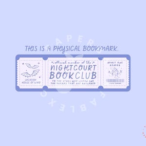 Night Court Book Club Bookmark, Bookmark Ticket Voucher, Romantasy Bookmark, Night Court Bookmark, House of Wind Book Club, Cute Bookmark