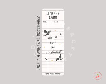 Fourth Wing Library Card Bookmark: Basgiath War College Romantasy Bookmark