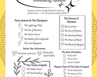 Percy Jackson Reading Tracker | Coloring Page, Book Series (Printable PDF)