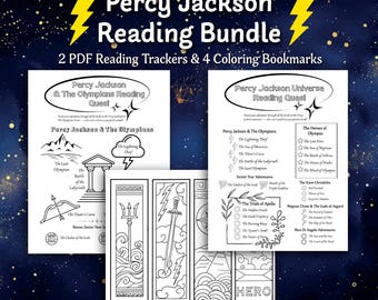 Percy Jackson Reading Bundle | Printable Trackers + Coloring Bookmarks PDF Printables
