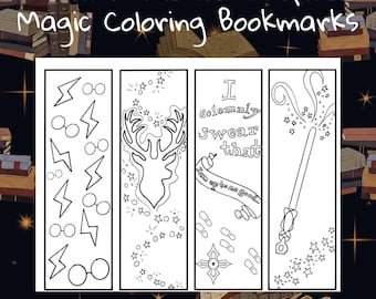 Witch and Wizard Coloring Bookmarks: Magical World Printable (PDF)