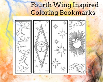 Fourth Wing Inspired Coloring Bookmarks: Dragon Rider Printable (PDF SET)