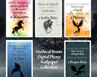 Mythical Beasts Phone Wallpaper | Fantasy Creatures Bundle (Digital Download)