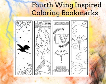 Fourth Wing Inspired Dragon Rider Coloring Bookmarks (Printable PDF)
