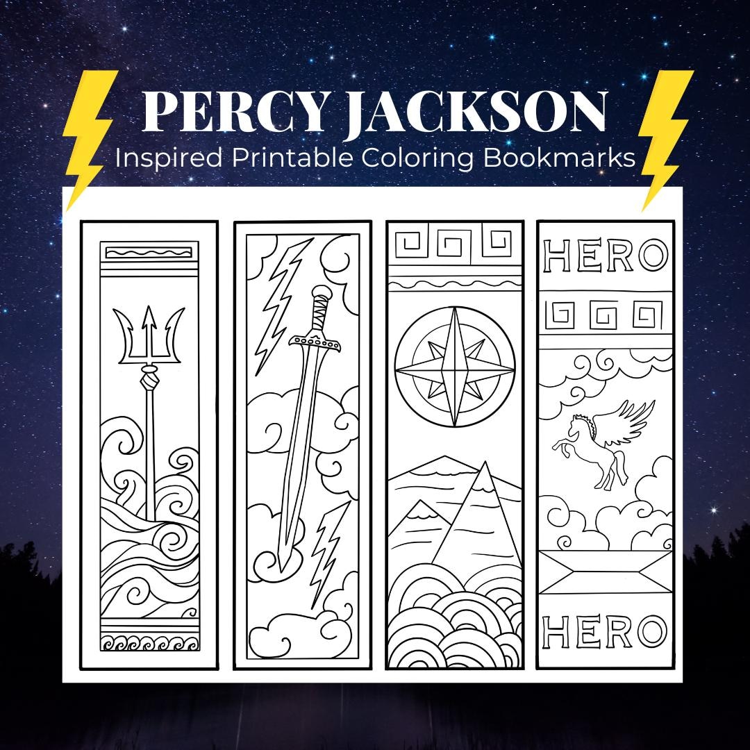 Percy Jackson Coloring Bookmarks, Greek Mythology Art (printable PDF ...