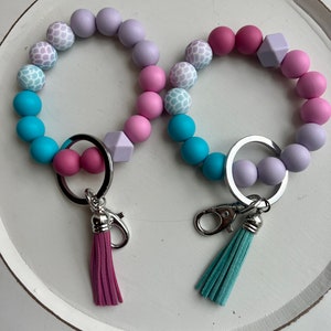 Silicone Mermaid Wristlet Keychain | Trendy Keychain | Mermaid Keychain | Beaded Wristlet Keychain