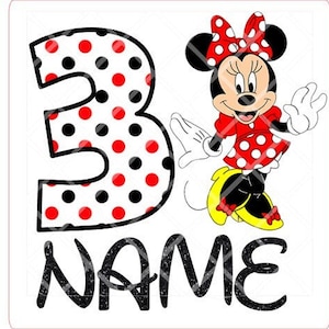 Minnie Mouse Personalized Birthday Design png svg pdf jpeg red black polka dots