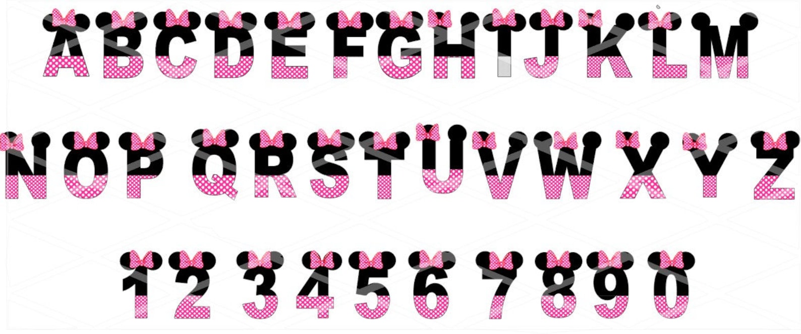 Minnie Lettering Mouse Minnie Bow Letters Font SVG Png Pdf Polka Dot Ears - Etsy