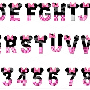 Muis Minnie Bow letters lettertype SVG png pdf polka dot oren