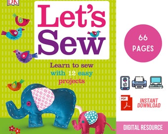 Learn To Sew Children's Craft Activity for Kids Sewing Projects, Sewing for Kids Projects, Homeschool Life skill for kids learn to sew