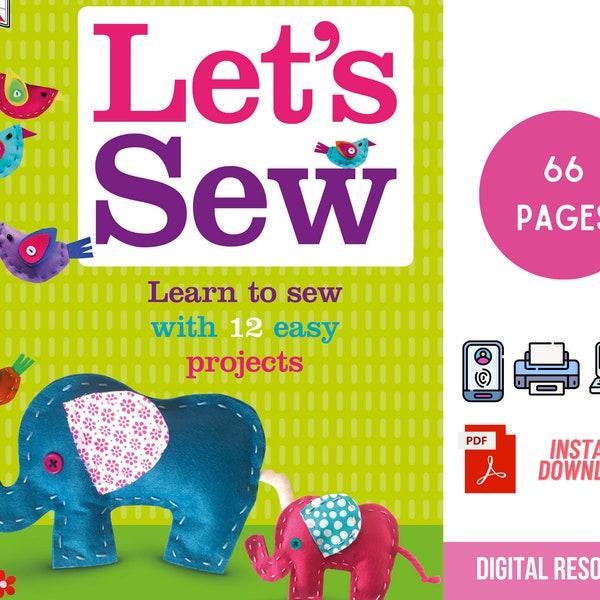 Learn To Sew Children's Craft Activity for Kids Sewing Projects, Sewing for Kids Projects, Homeschool Life skill for kids learn to sew