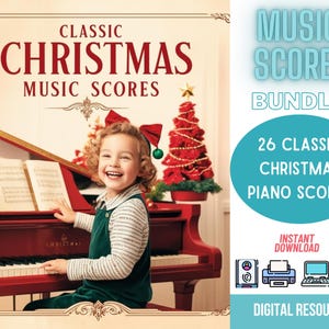Christmas Music Scores, Christmas Piano Music Christmas Songs Piano Sheets Christmas Music, Christmas gift, Piano for kids christmas music