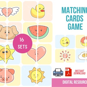 Divertente gioco di carte abbinate: attività di apprendimento per bambini (PDF)