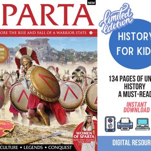 Spartan History Kids Printable History Homeschool Resource, World History Homeschool Printable Kids History Teacher, Ancient History Rome