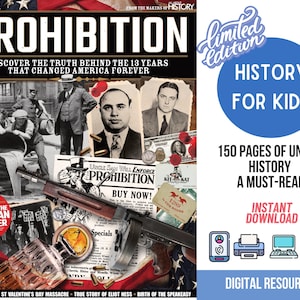American History Kids Printable History Homeschool Resource, Prohibition Era History Homeschool Printable Kids History Teacher, US History