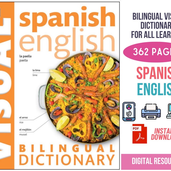 English-Spanish, Language Learning eBook for Kids and Beginners, Bilingual Dictionary, Educational Resource, Language Guide, Learn Spanish