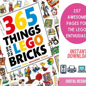 365 Brick Ideas Book for Kids, Building Projects, Homeschool Ideas, Brick Activities, Build your own brick toy, Brick fans, Imaginative Play