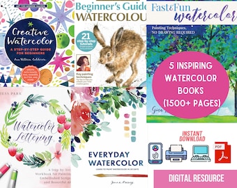 Art eBook Painting Watercolor (5 Super books), Step-by-step Guide, Digital Download, Educational Resource, Art Teacher, Watercolor Painting