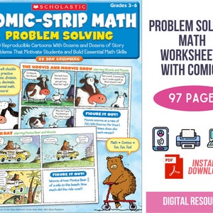 Math Problem Solving Worksheets Math Printable Worksheet for Grade 3 to 6, Math Activity for Kids Homeschool Worksheet Math Problems
