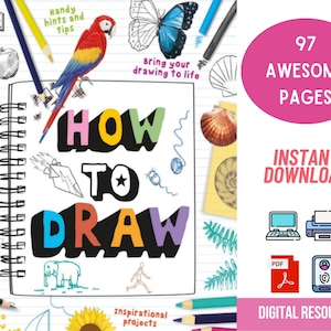 How to Draw Book for Kids Art Homeschool Printable Worksheets, Kids ebook Inspirational Art, Homeschool Resource Learn to Draw Guide book