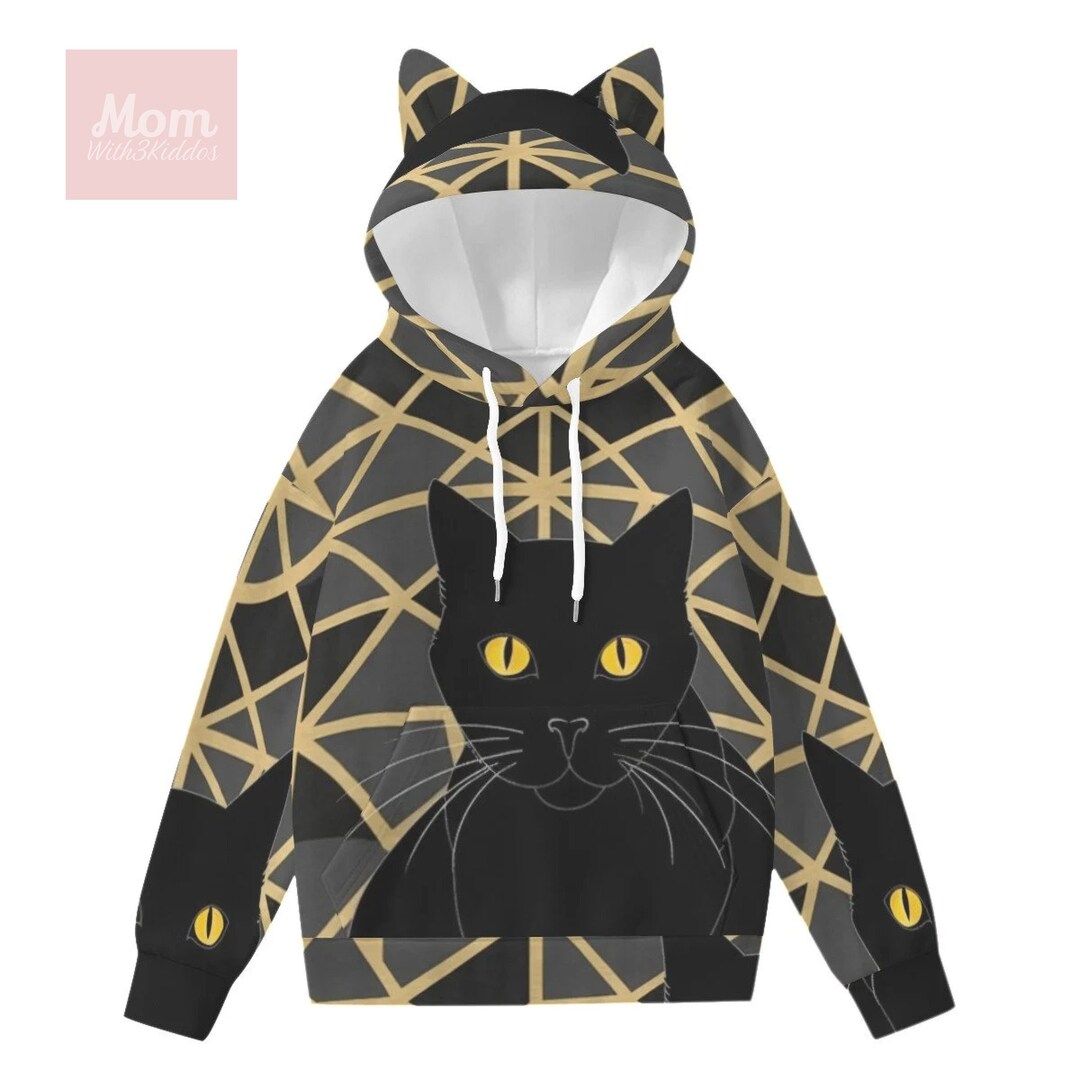 Women's Cat Ear Hoodie, Unique Pattern Hoodie With Decorative Ears, Cat