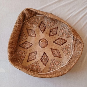Moroccan Leather Pouf for Living Room, Ottoman Pouffe, Unfilled