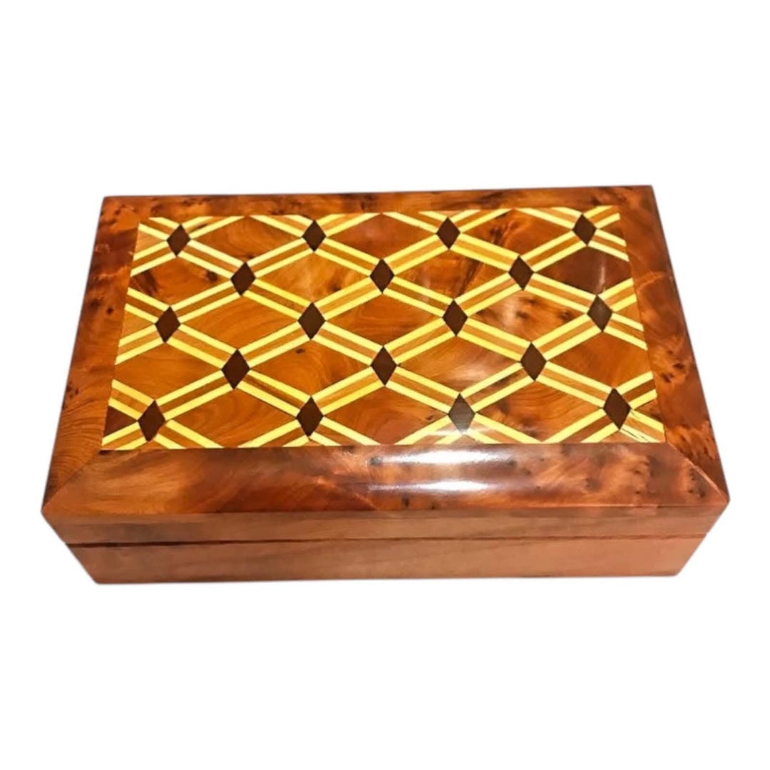 Handmade Moroccan Thuya Wood Jewelry Box: Lemon Wood Inlay - Etsy